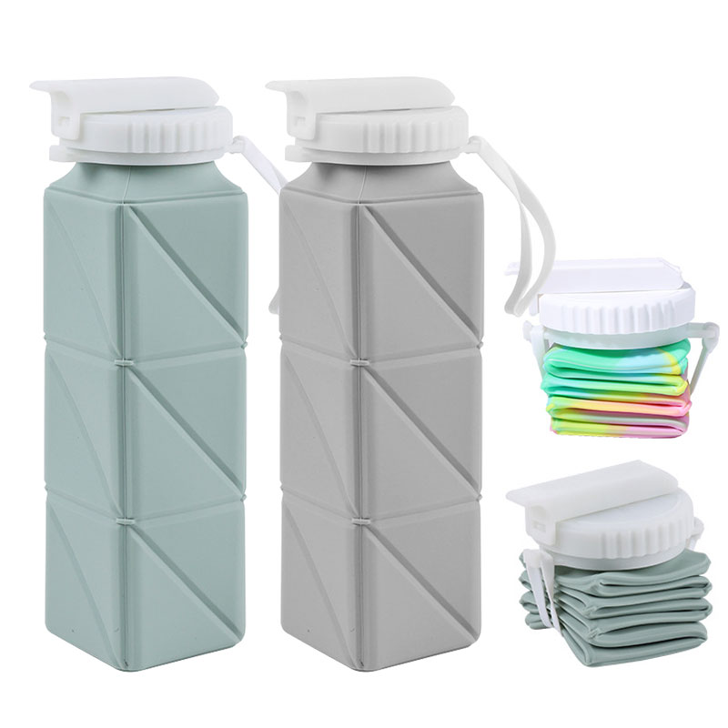 Training Cup Straw - 620 ml zusammenklappbarer Wasserflaschenbecher mit Strohhalmdeckel,