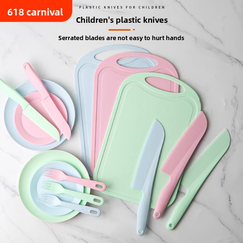 Baby Food Knife Set - Rutschfestes Plastik-Küchenmesser zum Schneiden von Obst,