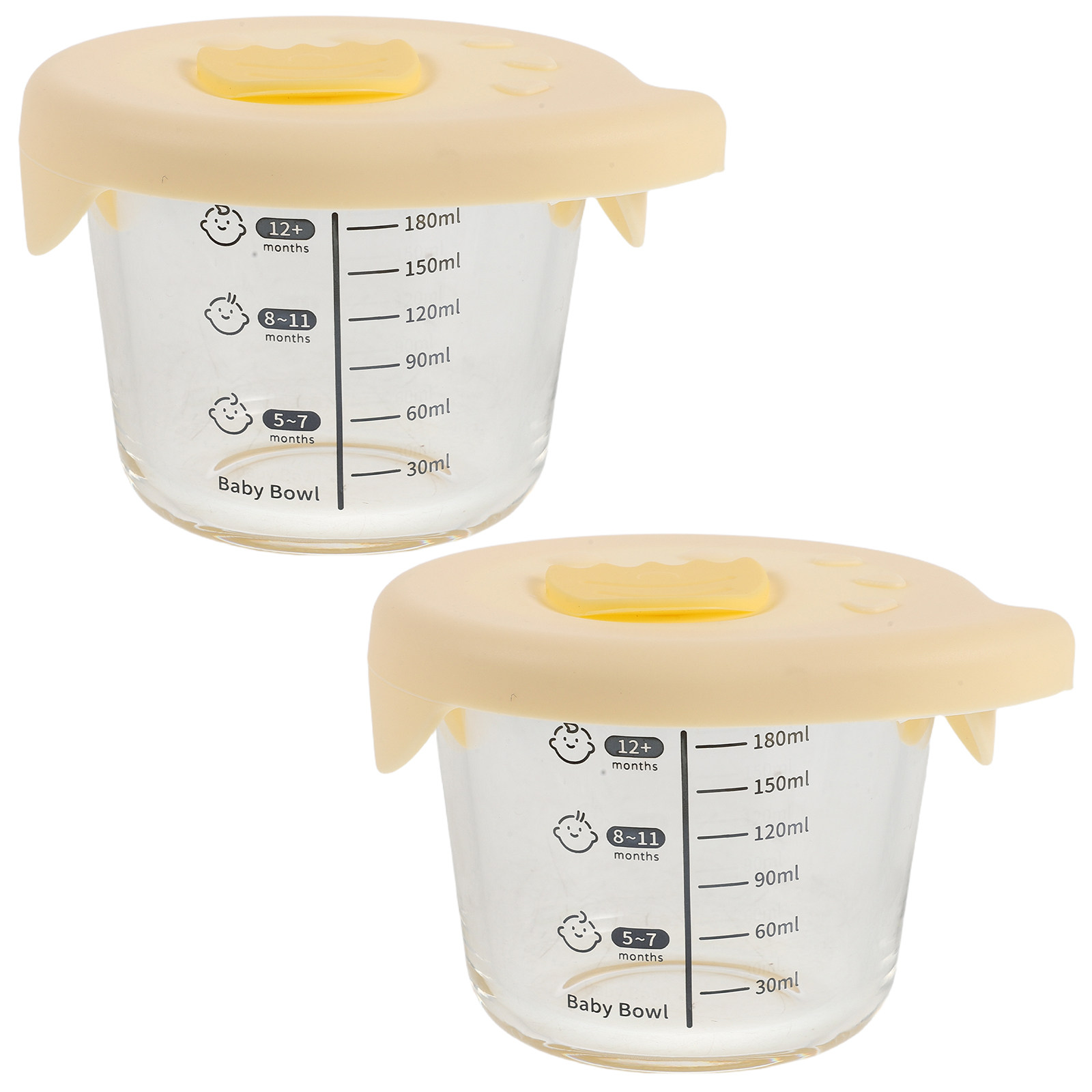 Baby Food Glass Jars - 2 Stück Glas-Baby-Nahrungsaufbewahrungsbehälter 230ml, auslaufsicher, mikrowellen-,