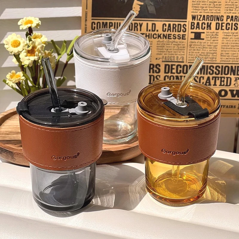 Training Cup Straw - Sipper-Becher aus Glas, wiederverwendbar, auslaufsicher, Trinkbecher