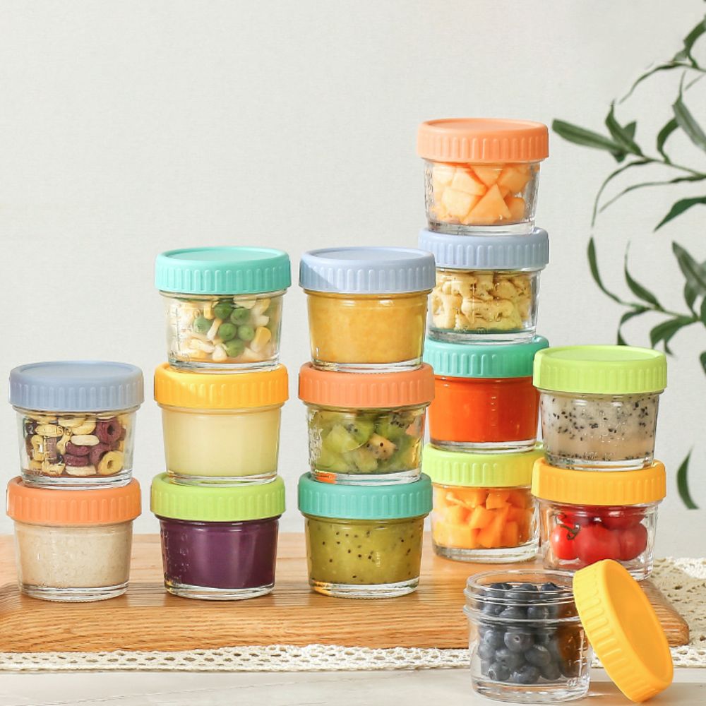 Baby Food Glass Jars - 6 Stück Glas-Babynahrungsglas, wiederverwendbar, mit Deckel,