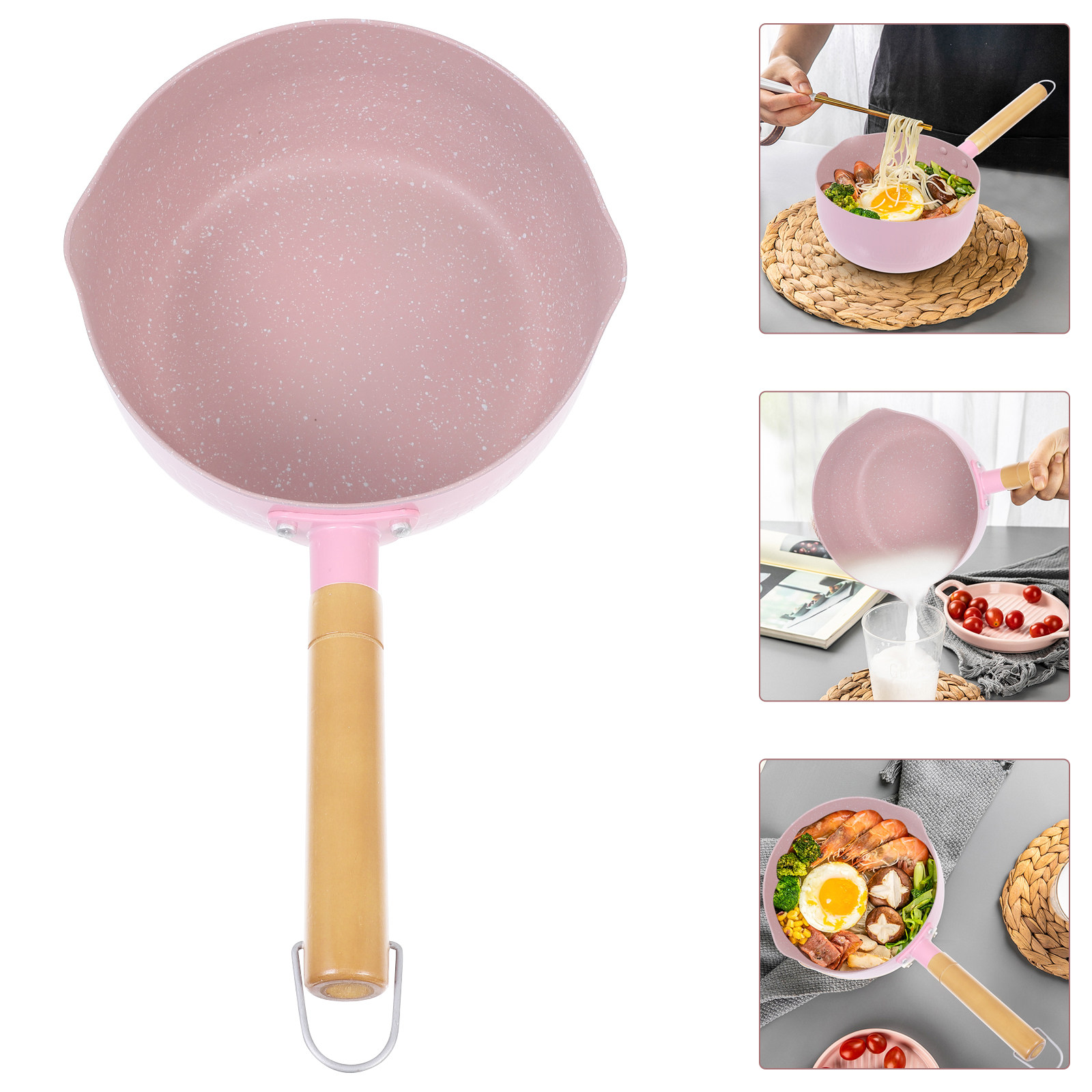 Baby Food Restaurant - Holzgriff Aluminium-Milchtopf Multifunktionaler Suppentopf für Babynahrung