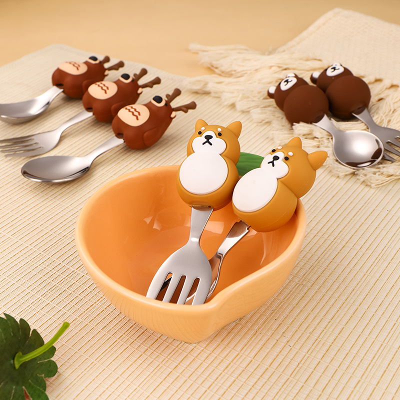 Baby Food Knife Set - Edelstahl Löffel- und Gabel-Set für Kinder,
