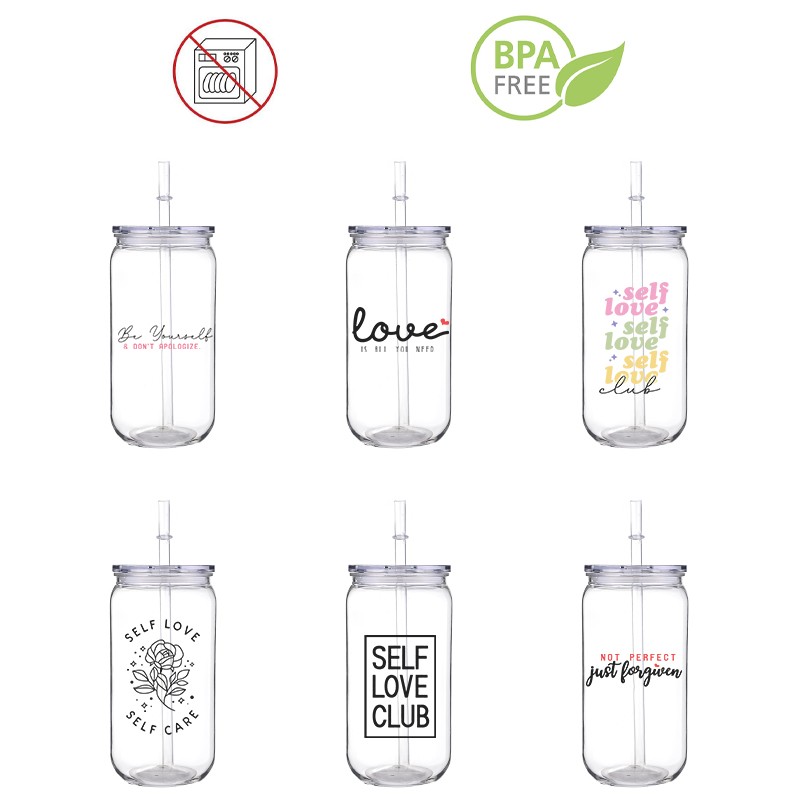 Training Cup Straw - Self Love Colorful Fashion Gril Bedruckter