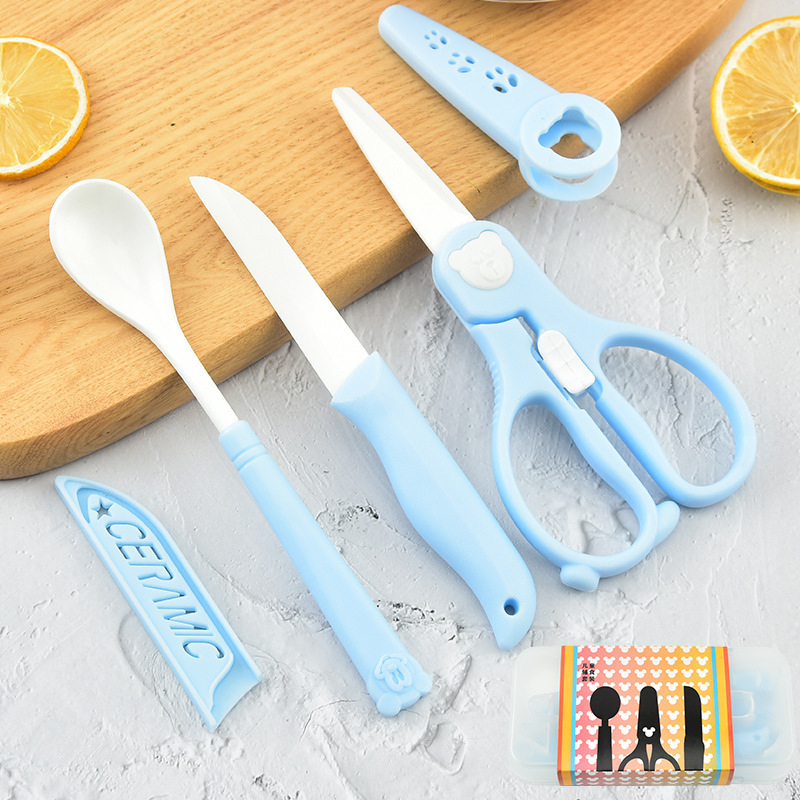 Baby Food Knife Set - Dreiteiliges Keramik-Set für Babynahrung, plastikversiegelte Box,